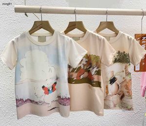 Märke baby t-shirts högkvalitativ bomull barn tees storlek 100-150 barn designer kläder söta djur tryck pojkar flicka kort ärm jan20