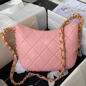 10A TOP crossbody designer bags luxurys handbags 23CM Genuine Leather Diamond Lattice Chains lady bag Fashion saddle bag Small Pink Luxury Bag with box free shipping