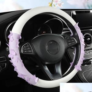 Steering Wheel Covers Ers Three-Nsional Butterfly Er Non-Slip Four Seasons Grip Car Interior Accessories Drop Delivery Automobiles Mot Dhiln