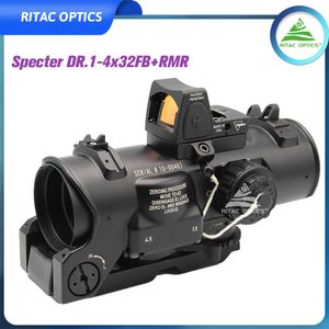 RITAC OPTICS ELCAN SPECTER DR SU-230 Tactical Rifle Scope 1x-4x Fixed Dual Purpose Scope Red illuminated Red Dot Sight for Rifle Hunting Shooting with Rubber Covers