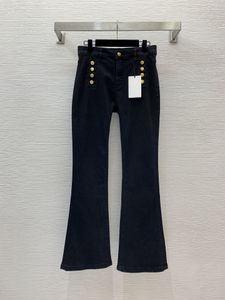 Designer Jeans 2024 Ny vår sommarmode panelerade flare byxor märke samma stil byxor lyxiga kvinnokläder 0119-2