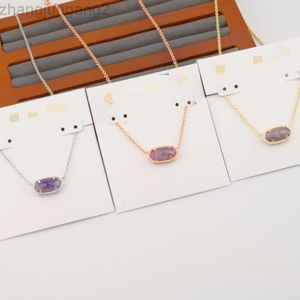 Designer Kendrascott Neclace Jewelry Instagram Minimalistiska ovala Amethyst Pendant Necklace Neckkedja Lärben Kedja