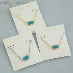 Designer Kendras scotts Neclace Jewelry Inks Oval Gold Thread Pine Blue Turquoise Short Necklace Neckchain Collar Chain