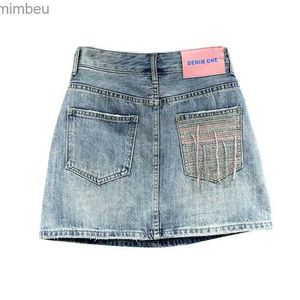 Women's Shorts Personalized Pocket Tassels Design Denim Skirt Women's 2023 Summer New High Waist Slim A-line Wrap Hip Short Skirt q639L240119