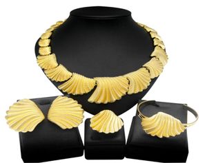 Örhängen halsband yulaili 2022 högkvalitativa damer ringarmband smycken set brasilien brud 18k guld plated5179920