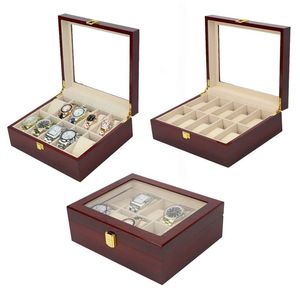 Sets 2/3/5/6/10/12 Slots Watch Box Organizer Piano with Baking Paint Wooden Jewelry Storage Case Men Glass Top Watches Display Boxes