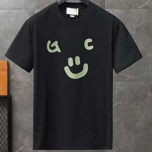 Moda Homens Camiseta Designer Camisetas Mens Mulheres Verde Sorriso Carta Impressão Gráfico Tee Casual Solto Simples Manga Curta Top
