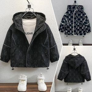 kids designer clothes boy reflective jacket windbreaker zip up black bear Jackets children coat
