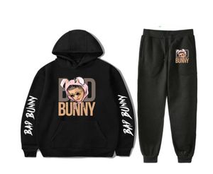 Piosenkarka Bad Bunny Casual Tracksuit Men Sets Bluza i Spodnie Dwukierunkowy zestaw z kapturem Bluza Sportswear Male Suit Ubranie 9620785