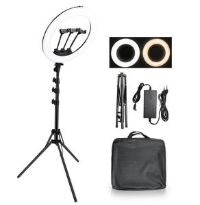 18 Polegada 45cm selfie anel luz led iluminação de estúdio 32005600k anel lâmpadas com suporte tripé 210cm para vídeo ringlight 65w28256257897