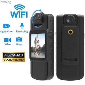 Videocamere per azioni sportive Mini fotocamera con schermo IPS HD180 Lente ruotabile e clip posteriore Fotocamera indossata dal corpo della polizia Full HDIndossabilePocket Bodycam Camcorder YQ240119