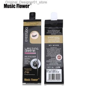 Eyeliner Music Flower Brand Black Waterproof Eyeliner Gel Makeup Cosmetic Gel Eye Liner With Brush 24 Hours Long-lasting For Women Q240119