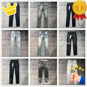 Para homens mulheres calças designer roxo marca jeans verão buraco 2023 novo estilo bordado auto cultivo e pés pequenos moda