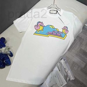 Women's T-Shirt Designer 24 Early Spring Dragon Year New Product Dopamine Color Matching Bubble Dragon Pattern Printing Vivid and Cute Short Sleeve T VT3L