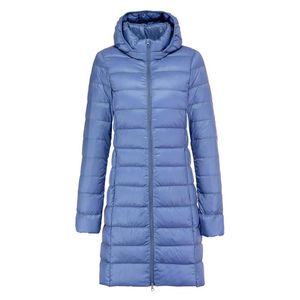 Ceket artı beden 7xl kalınlığında uzun ceket kadınlar kış ultra ışık aşağı ceket kadınları kapşonlu kapalı kadın şapka çıkarılabilir