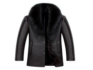 2020 New Arrivic Men Leather Coat Faux Sheepskin Coat Overcoat Winter Leather Lined Men Jacket Fur Collar7944130