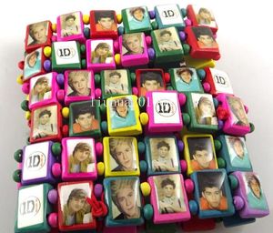 Bracelets Wholesale 60 pcs New 1D One 1 direction Wood Stretch bracelets Colors Mix