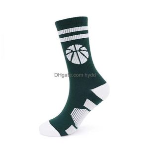 Meias esportivas 5Lel Mens Hosiery Basquete Na moda Marca Personalizada Impressão de Futebol Médio Comprimento Ao Ar Livre Correndo Suor Absorvente Longo D Dhjps