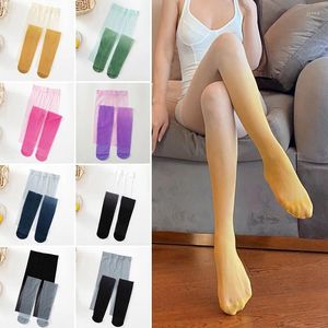 Mulheres meias gradiente cor collants meias de verão meia-calça bonito seda fina feminina festa lolita leggings