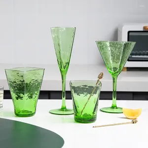 Kieliszki do wina Li Qing-klasy Green Glass Champagne Flete Goblet Tubbler Prosty domowa fabryka hurtowa