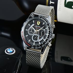 Ferrar Wrist Watches for men mens Watches All dials work Quartz Watch High Quality Top Luxury Brand Chronograph Clock Sports car Fashion Steel Strap