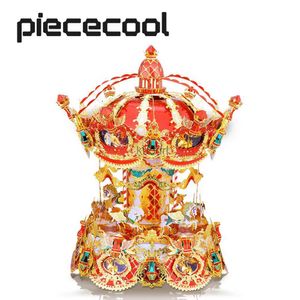 Ferramentas de artesanato Piececool 3D quebra-cabeças de metal Merry Go Round Assembly Model Kits DIY Toys Presentes de aniversário YQ240119