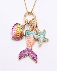 2 Colors kids Jewelry Necklace Mermaid Starfish Pendant necklace kids girl Long Accesories Chain Necklae for Party Jewelry gift 517658919