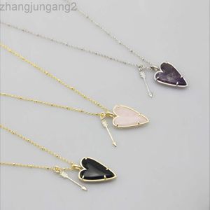 24SS Designer Kendras scotts Neclace Jewelry Instagram Texture Peach Heart Shaped Stone Short Necklace Neck Chain Collarbone Chain Stretchable