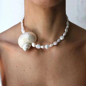 Choker Natural Freshwater Pearl Necklace Shell Conch Pendant Women's Bohemian Fashion Jewelry Accessories Holiday Gift