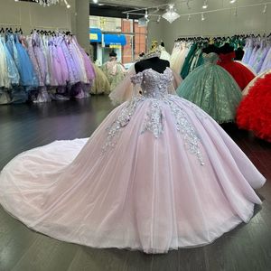 Sexy Sweetheart Quinceanera Dress Sweet Off the Shoulder Beads Appliques Lace Long Sleeved 16 Year Old Girl Princess Birthday Party Ball