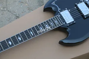 Heiß!! Angus Young Gitarre AC/DC Intarsien schwarz Palisander Griffbrett E-Gitarre, Signature Guitarra, kostenloser Versand