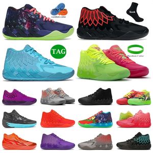 Designerskor Lamelos MB01 Rick och Morty Galaxy Black Red Hornets försvinner Rick Mott Red Phenomenon Men's and Women's Outdoor Recreational Sports Basketball Shoes