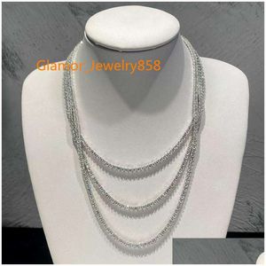 Hänge halsband kibo smycken för kvinnor isade ut Sterling Sier Moissanite Diamond Tennis Chain Halsband Drop Delivery Pendants DHL4I