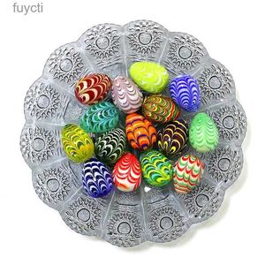 Sanat ve El Sanatları 5 PCS Renkli Murano Cam Paskalya Yumurtası Şeklinde Zanaat Süsleri Nadir Oval Mermerler Top Lovely Pebbles Tatil Parti Dekoru YQ240119