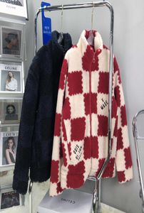 2021 Autumn Winter New Year Red Tide Brand Coat Checkerboard Par Casual Coat Fleece Thicked Cotton Coat8370414