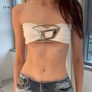 Deisel Designer Deisel Tops Disel Stylish and Sexy Ultra Short One Line Collar Bra for Women's Summer New Fashion Metal Letter 3621