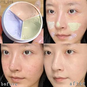Concealer 3-Color Concealer Palette Foundation Cream Full Coverage Suit for All Skin Face Makeup Cover Dark Circles Acne Pores Cream Base