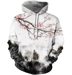 Hoodie modestil par039s tröja plommon blommor landskap bild hooded pullover sweatshirt 3d digital tryck hoodie pe1386229