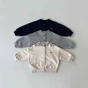 Giacche 2023 Autunno nuovo cappotto casual maniche a maniche lunghe per neonati graziosa lettera di stampa cardigan giacca cotone neonato per ragazzi abiti da ragazza h240508