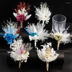 Dekoratif Çiçekler Mini Doğal Kurutulmuş Buket Korsage Broş Sağgablar Boutonnieres Pography Po Hediye Zemin Düğünü