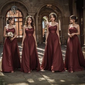 Vestidos de dama de honra brilhantes Rustrose chiffon estilos mistos vestidos de dama de honra com cinto vestidos de noiva para mulheres negras da Nigéria meninas casamento BR100