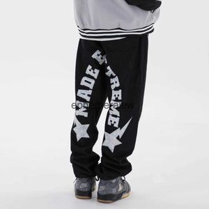 Męskie dżinsy w stylu refleksyjne patchwork Y2K Pants 2022 NOWOŚĆ vintage retro metal metalowy punkowy goth dżinsowe dżinsy dżinsy hip hop streetwearephemeralew