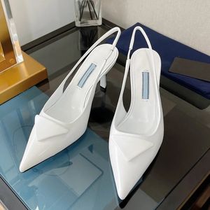 24SS Kleidschuhe, Knöchelriemen, Absatzsandalen, Satin, spitze Zehen, High Heels, Stilettos, Pumps, Schnürung, glitzernde Hochzeit, Brautschuhe mit Box