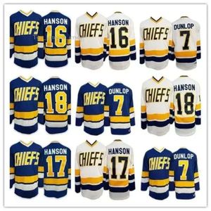 Hanson Brothers 16 17 18 Dunlop Reggie 7 Denis Lemieux 1 Chief Slap Shot Hockey Jersey S-3xl 100% ed 9897