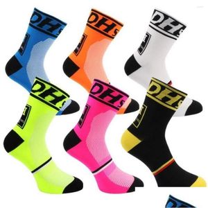 Sports Socks Mens 1 Pairs Professional Sport Breathable Anti Sweat And Skid Road Bicycle Outdoor Racing Cycling Sock Drop Delivery O Dhfno