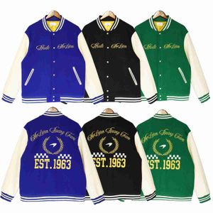 Erkek Hoodies Sweatshirts 24FW Çiçek İşlemeli Insignia Yün Beyzbol Erkekler Yüksek Sokak Günlük Gevşek Bombacı Ceket