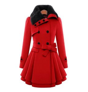 Women039S Trench Coats jesienna zima w rozmiarze S5xl S5xl moda Faux Fur Lapel podwójna ciepła kurtka gruba wełniana płaszcz W1793918