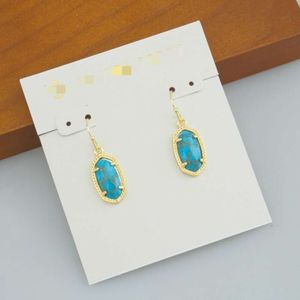 2024デザイナーKendras Scotts Neclace Jewelry Ke Jewelry Lee Oval Gold Line Turquoise Pendant Earrings Earhooks Earrings