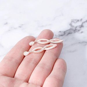 Stud Earrings Half Zircon Paved Infinity Copper Drop Rose Gold Color Plated Ear For Women Girls Great Party Jewelry