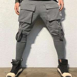 Men's Pants Sports Running Men Fashion Lace-up Patch Pockets Slim Fit Cargo Streetwear 2024 Spring Mens Casual Jogging Trousers